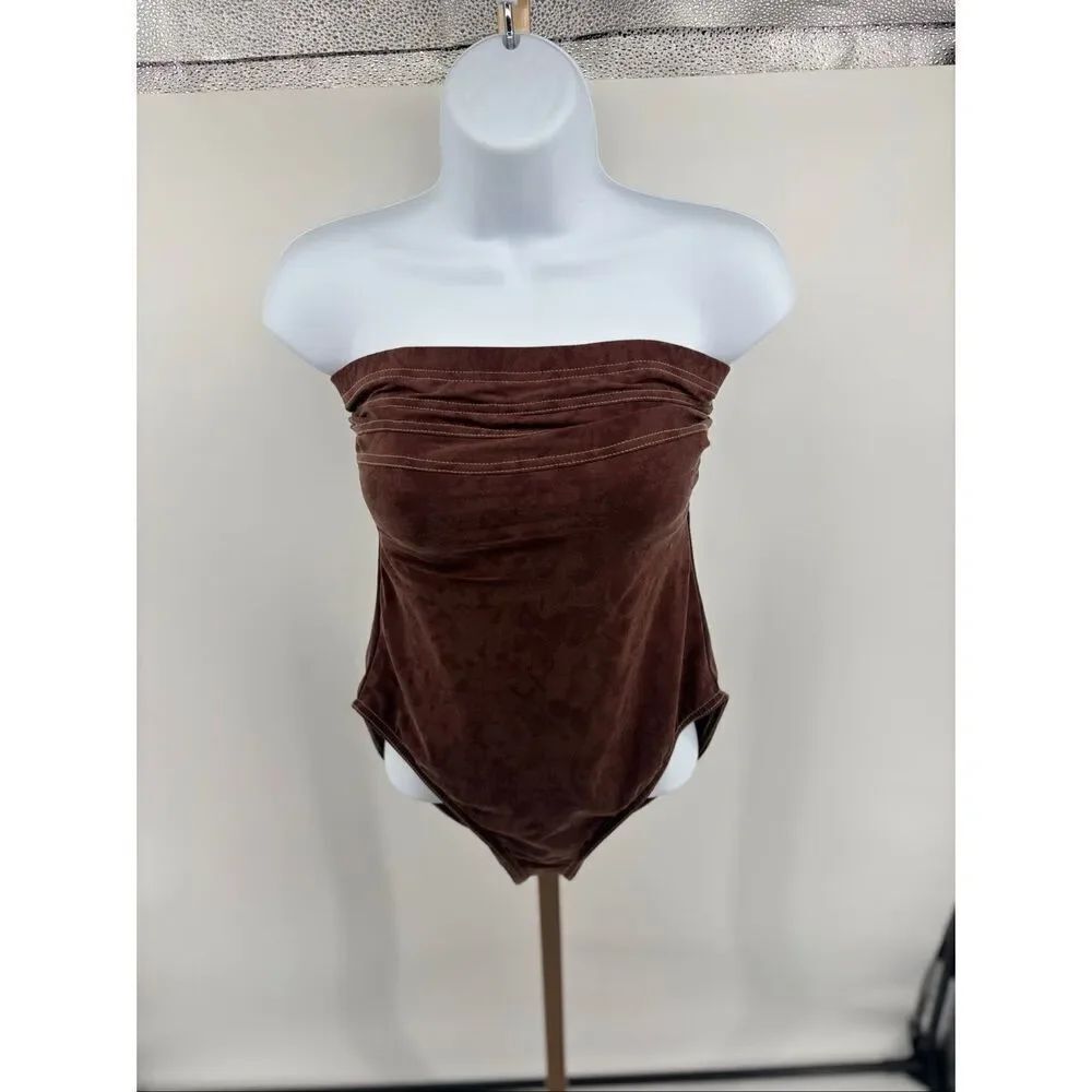 Magicsuit Strapless Shaping One Piece Swimsuit Brown Women Size 10